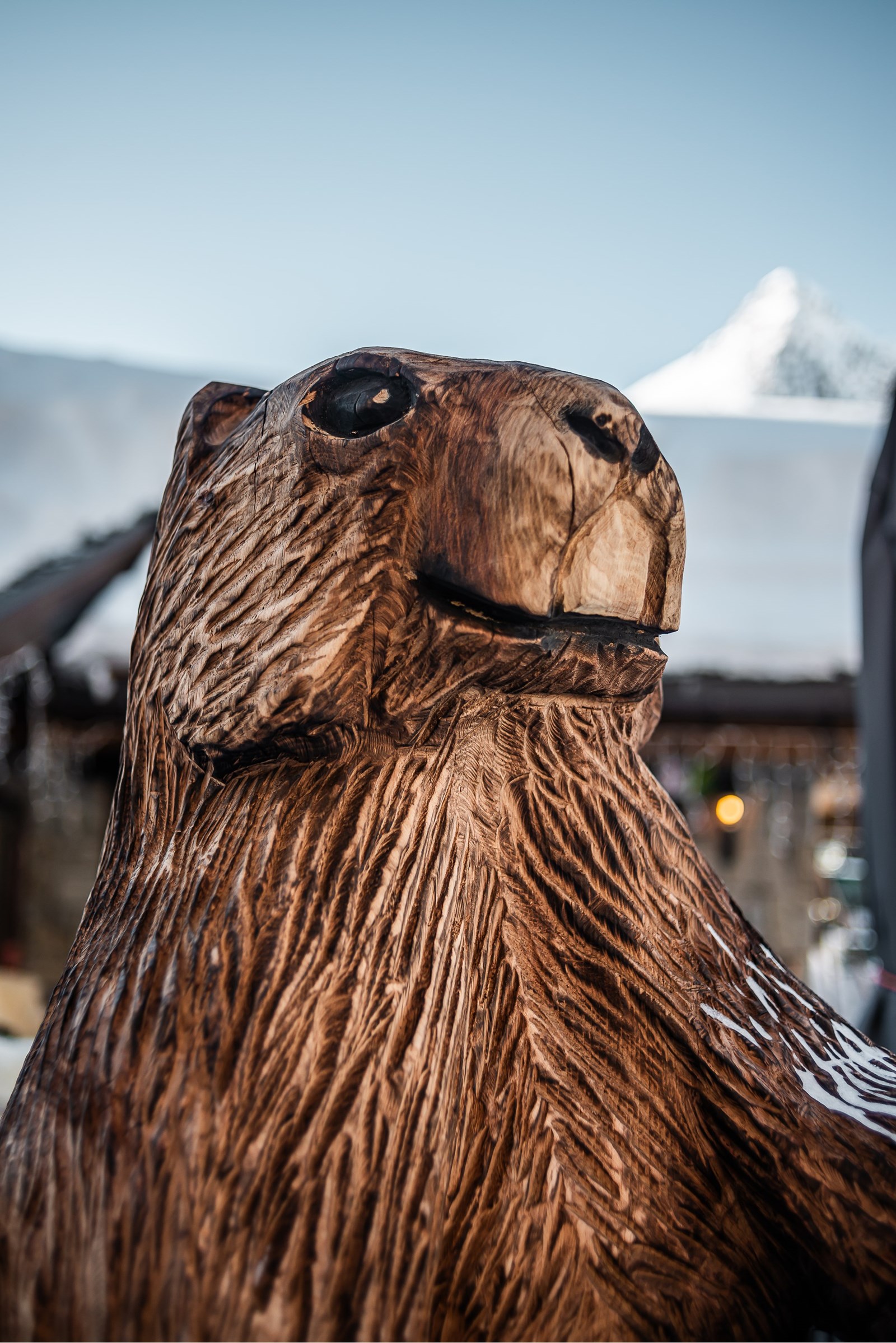 Marmotte sculptée dans du bois