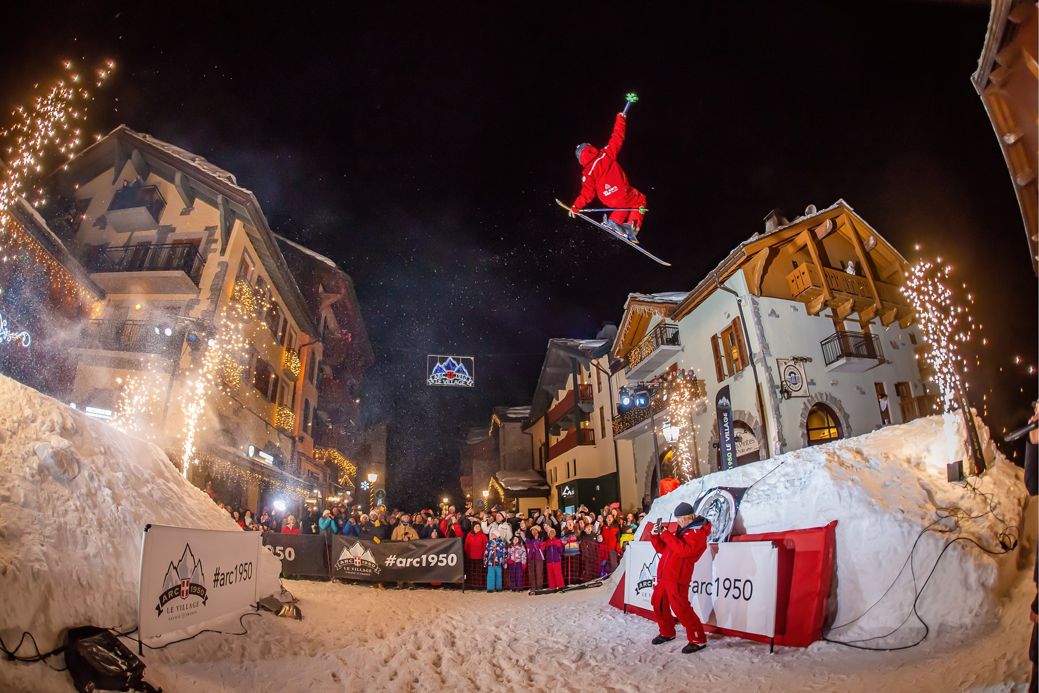 ski show dans les rues de arc 1950